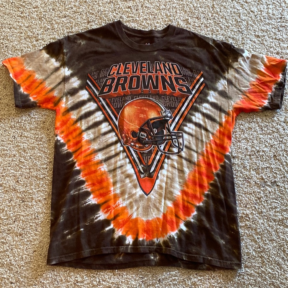 MEN'S CLEVELAND BROWNS MAJESTIC TYE DYE T-SHIRT SZ XL